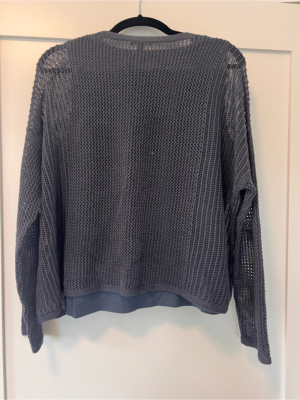 Eileen Fisher Open-Weave Crewneck Sweater in Dusty Gray